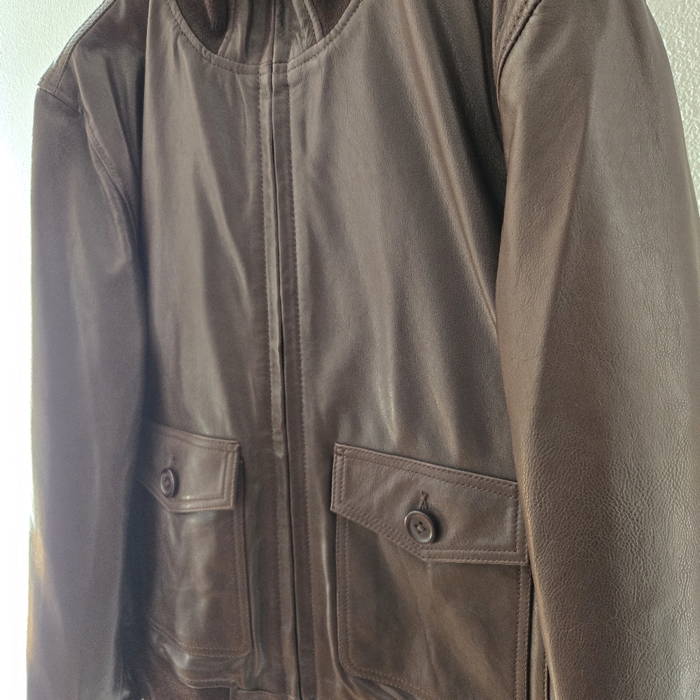 Schott NYC Brown Leather Jacket - Picture 4 of 11
